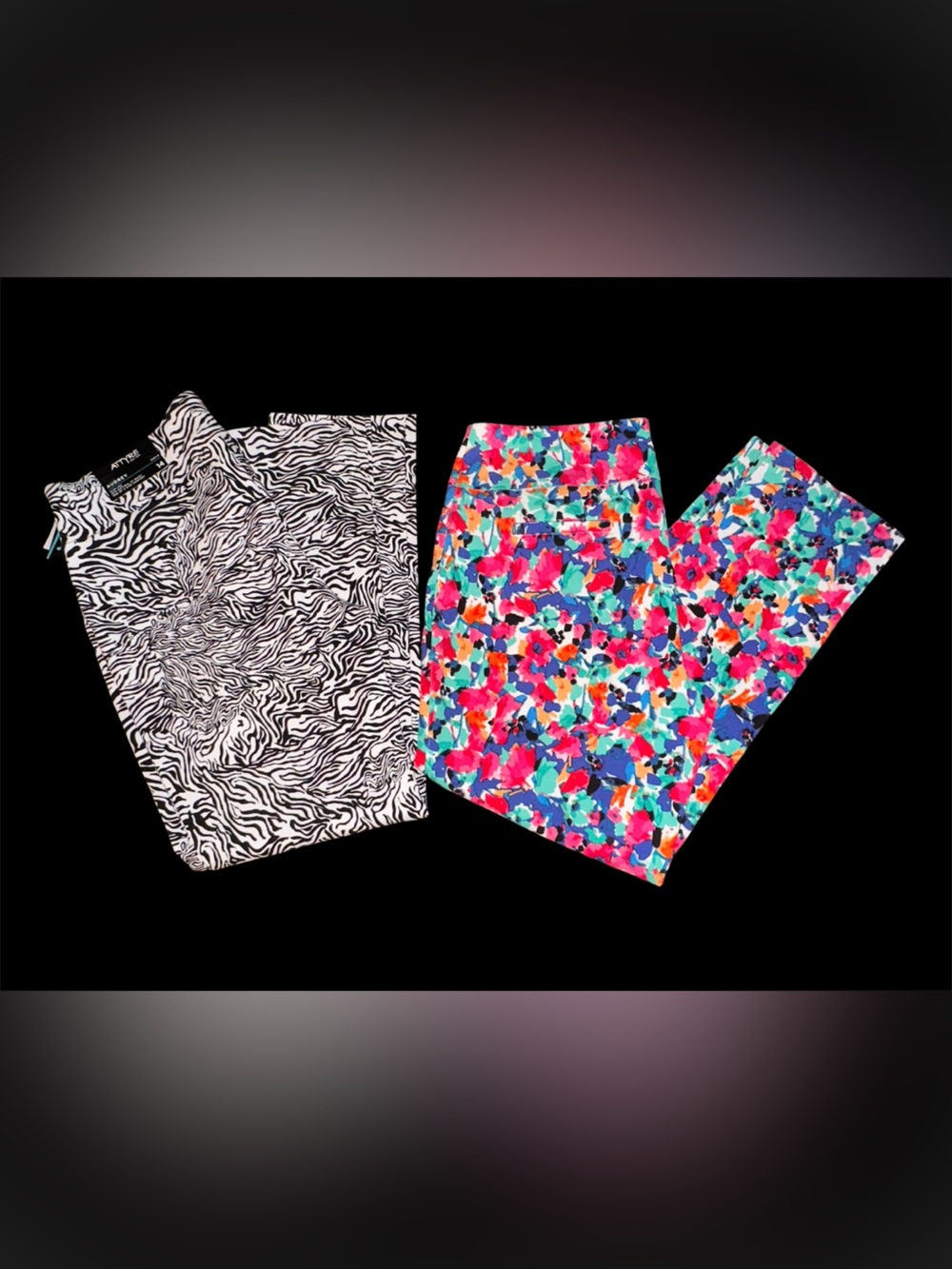 ATTYRE pants - two pair- Fun - Colorful Abstract & Zebra - 14 - NWT